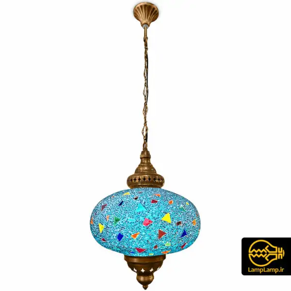 چراغ آویز مراکشی حباب شیشه ای آبی __ محصولات روشنايی، لوازم جانبی و لامپ های تخصصی