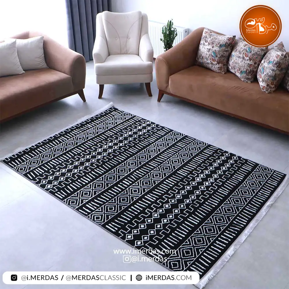 فرش مراکشی کد 41296 زمینه مشکی