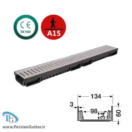 گاتر استیل 304 پرسی با ابعاد 6*13.4 سانتی متر__ انواع گاتر در پرشین گاتر