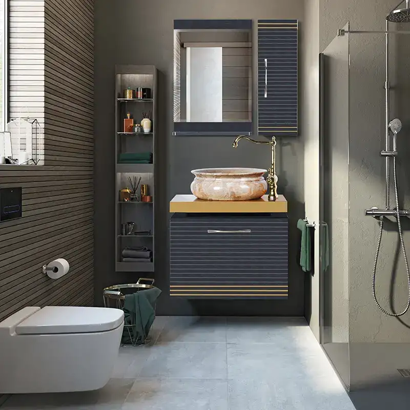 روشویی کابینتی راما مشکی طلایی