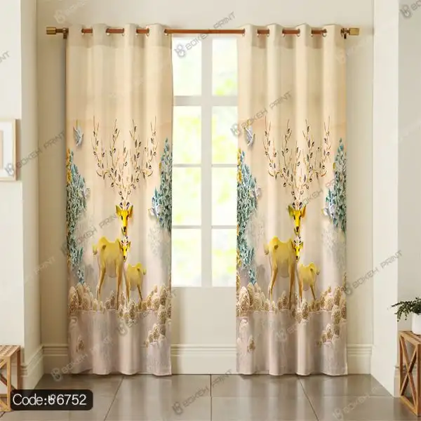 پرده طرح گوزن طلایی کد 6752