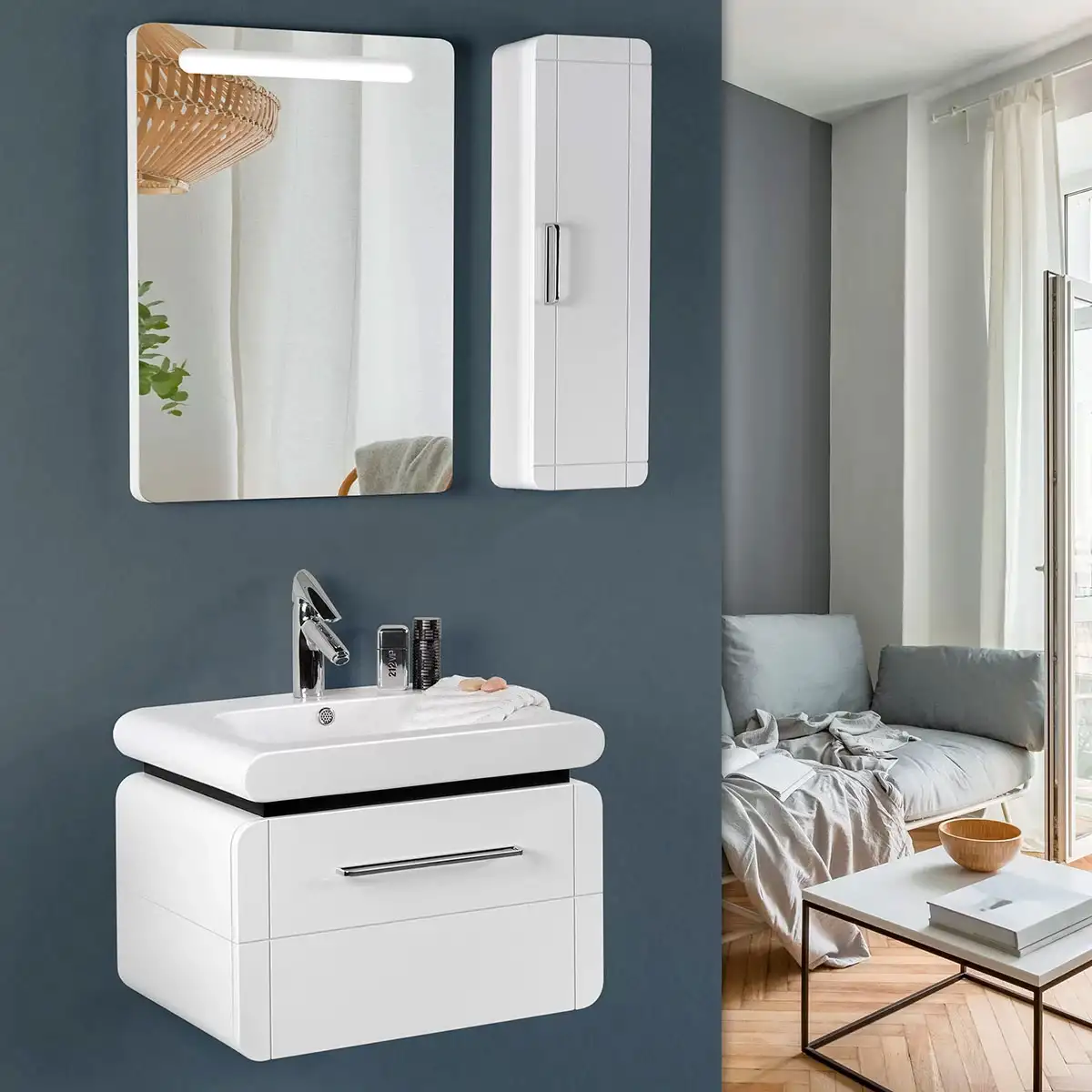 کابینت و روشویی طرح مدرن LAWRENCE-600 ابعاد 48 * 60 سانتیمتر