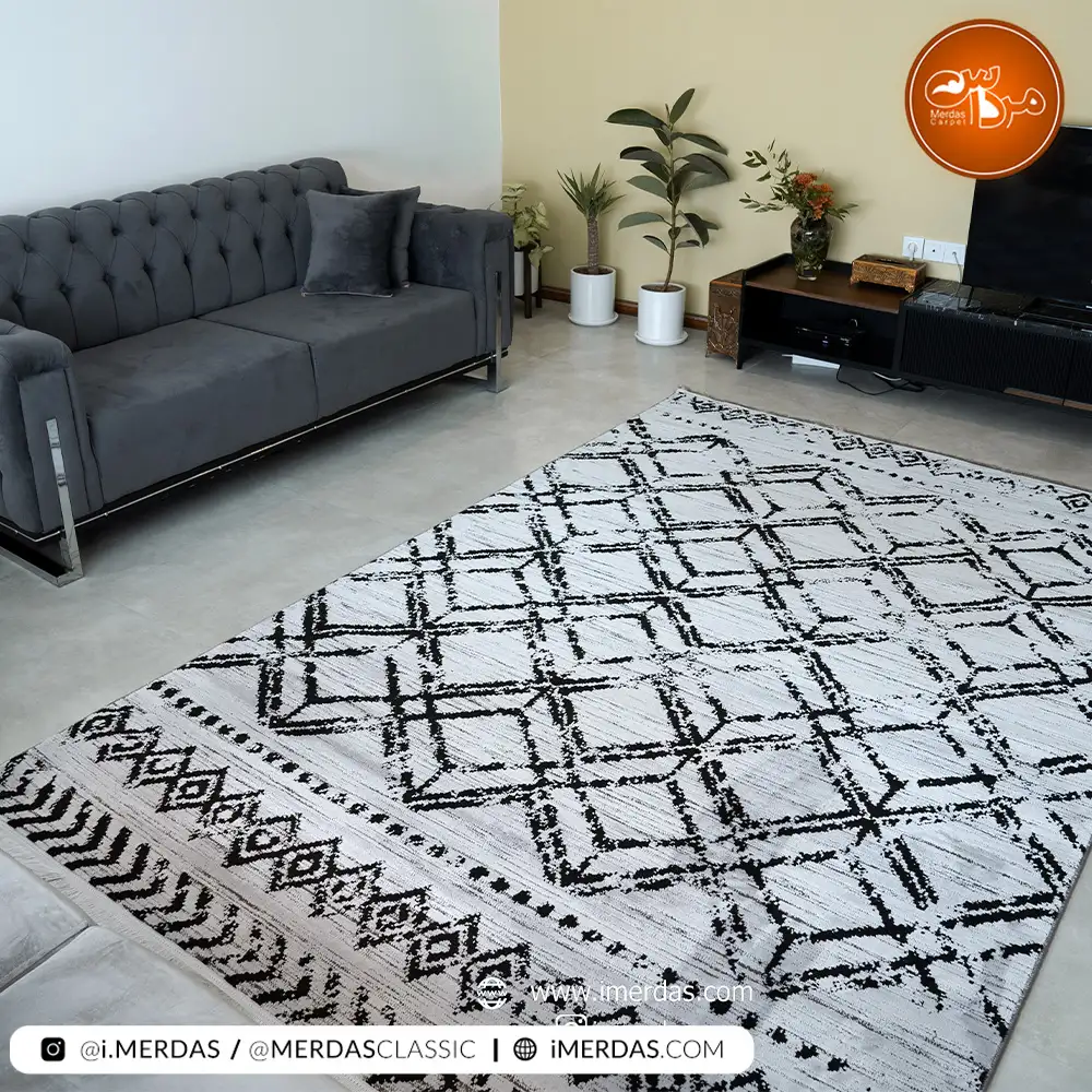 فرش مراکشی کد 41304 زمینه طوسی