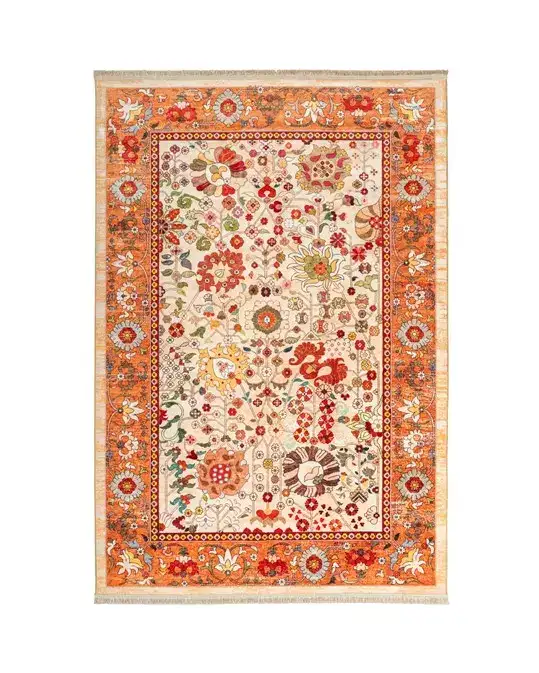 فرش ماشینی سنتی طرح 900403 آجری 1000 شانه