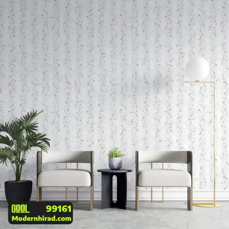 کاغذدیواری سفید راه راه با رگه و شاین نقره ای 99161 __ مدرن هیراد وارد کننده کاغذ دیواری قابل شستشو
