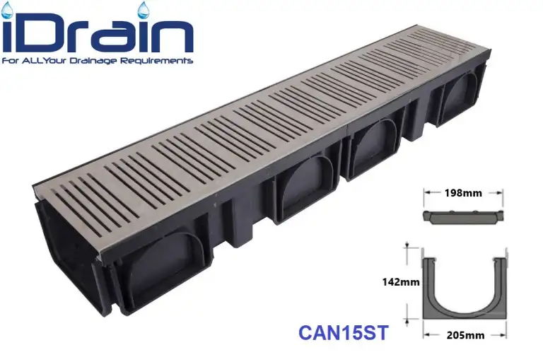 گاتر با گریتینگ استیل مدل CAN15ST __ گروه ایران درین تولید کانال پیش ساخته وگریتینگ