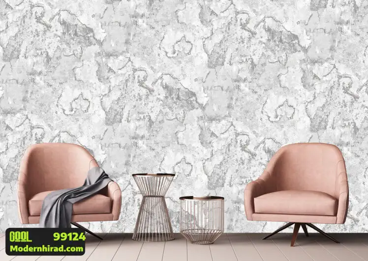 کاغذدیواری طوسی طرح سنگ با شاین نقره ای 99124 __ مدرن هیراد وارد کننده کاغذ دیواری قابل شستشو