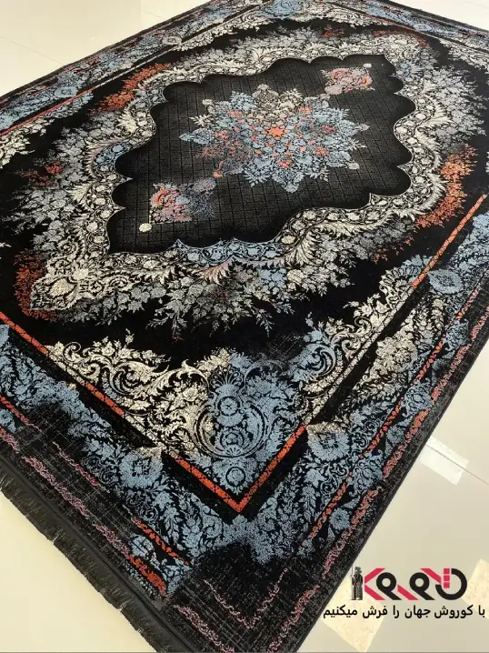فرش پتینه مشکی 1200 شانه طرح ماتیسا