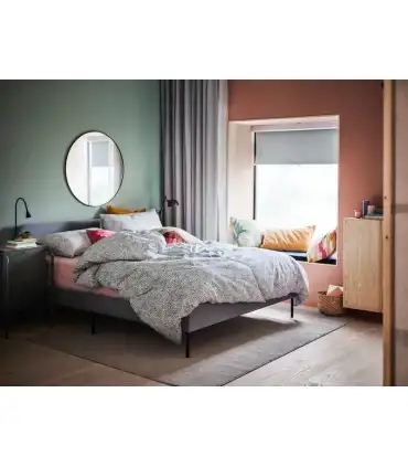 آینه دایره ای شکل ایکیا مدل LINDBYN قطر 110 سانتیمتر فریم آلومینیومی مشکی __ مبلمان، لوازم خانه و آشپزخانه مبلک