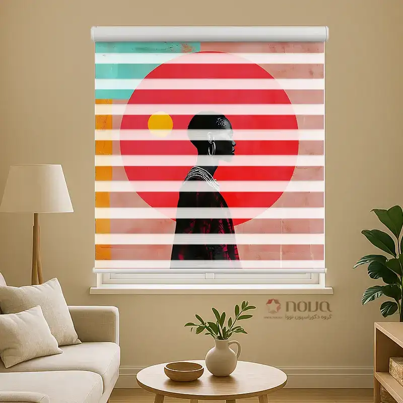 پرده زبرا دکوراتیو طرح زن آفریقایی کد ART-17 __ نووا، تولید محصولات درخشنده